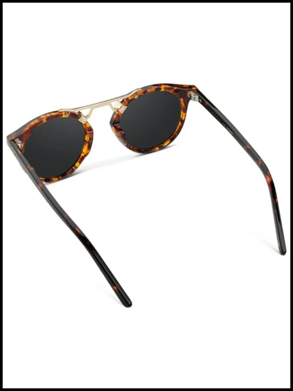 Women's Polarized Round Retro Double-Bridge Sunglasses with UV Protection